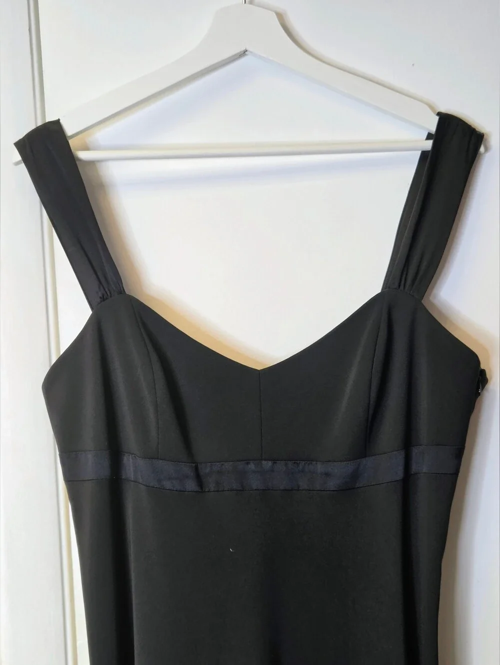 David Meister Black Silk Trim Keyhole Back Midi Dress Size 12